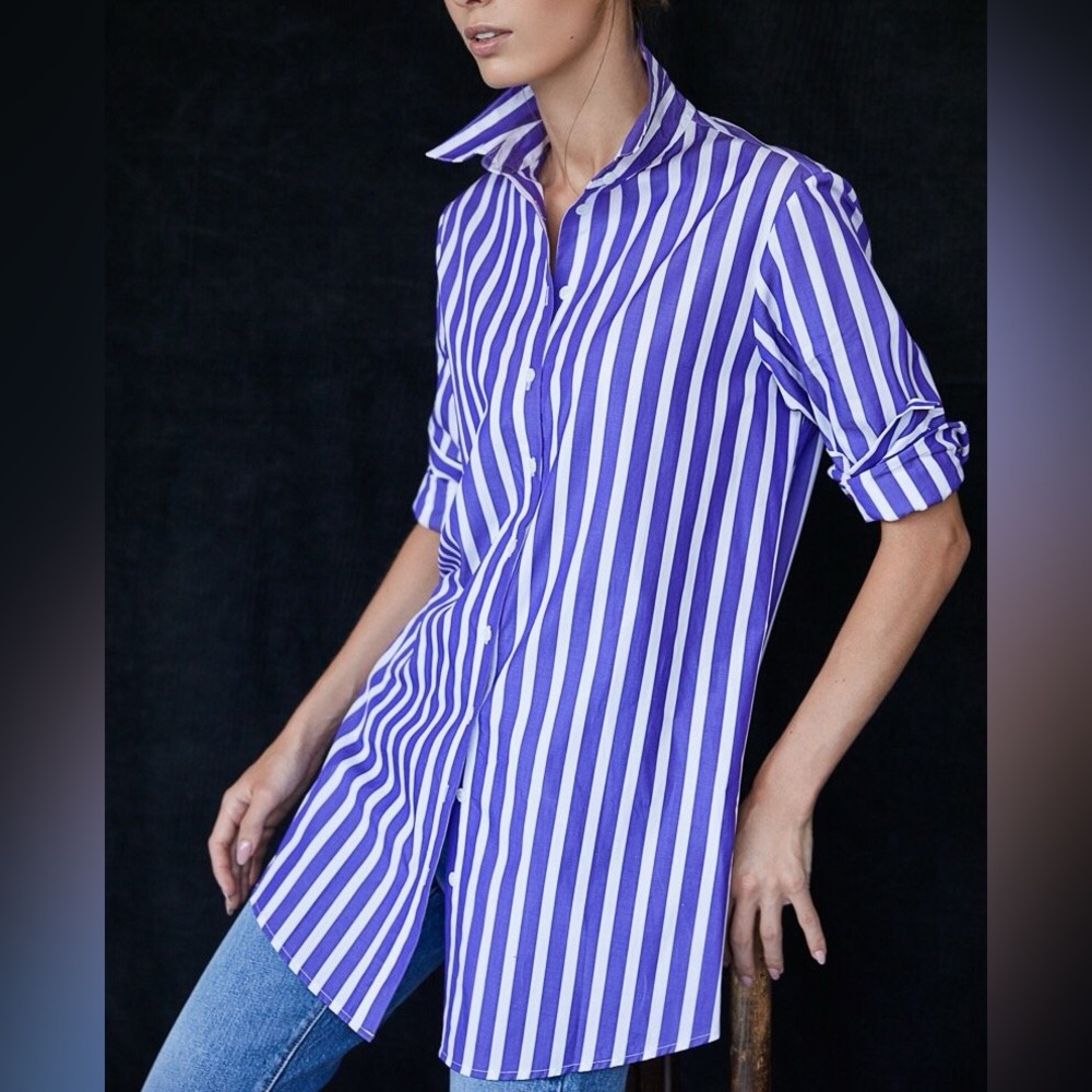 NWOT Harshman purple stripes shirt